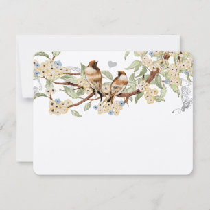 Pássaros de Amor Vintage Azul e Marfim RSVP de Cas