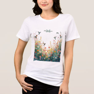 Pássaros de Aquarela de Primavera Monograma Floral