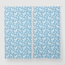 Pássaros de Arte Folha Branco Azul