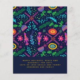 Pássaros de Arte Popular Escandinava Flores Carta 