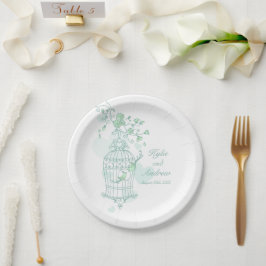 Pássaros de castigo prato de papel verde personali