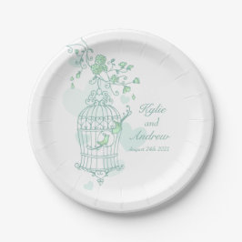 Pássaros de castigo prato de papel verde personali