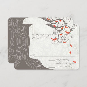 Pássaros de Coral de Árvore de Madeira Convite par