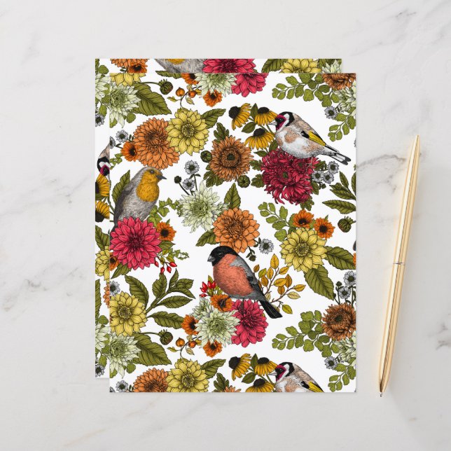Pássaros de jardim e flores 1 (Frente/Verso In Situ)
