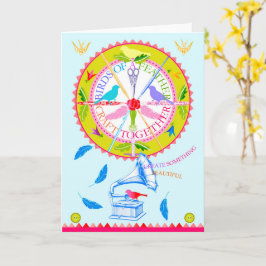 Pássaros de um Artesanato de penas juntos Cartão 3