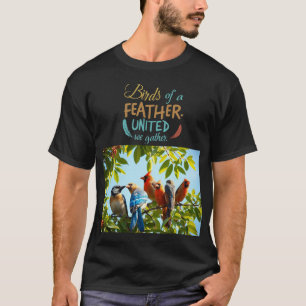 Pássaros de uma Design de Camisa de Pena.
