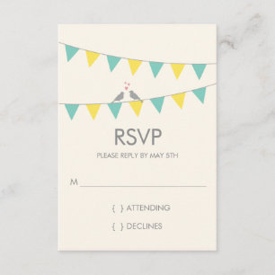 Pássaros do Amor Casamento RSVP - Amarelo Azul