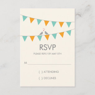Pássaros do Amor Casamento RSVP - Laranja Azul
