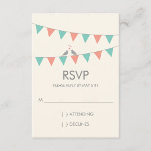 Pássaros do Amor Casamento RSVP - Rosa Azul