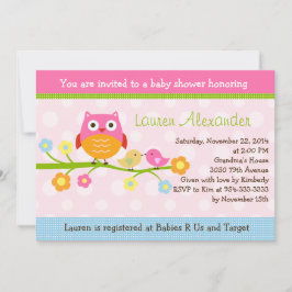 Pássaros do Amor e Coruja no Convite para Chá de f