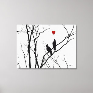 Pássaros do amor em canvas