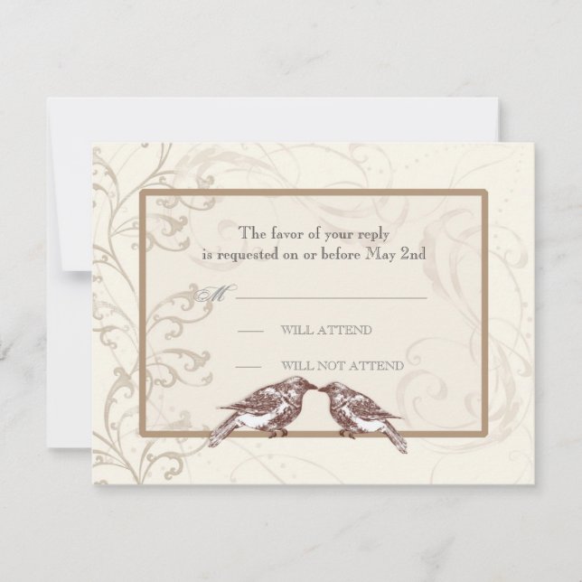 Pássaros do Amor em Lace - Cartão de Resposta de C (Frente)