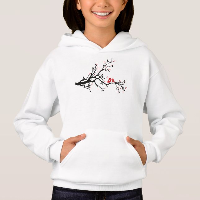 Pássaros do Amor em Ramificação - Arte Romântica e (Frente)