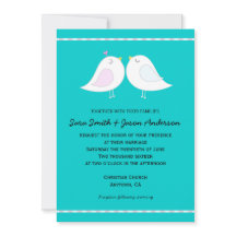 Pássaros do Amor no Convite de Casamento de Fundo