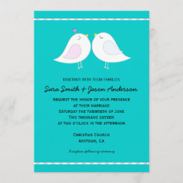 Pássaros do Amor no Convite de Casamento de Fundo