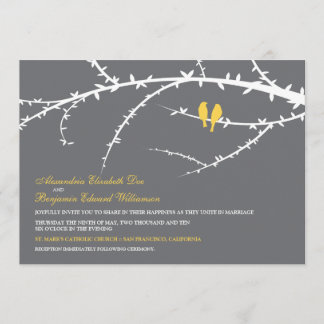 Pássaros do amor que Wedding o convite (amarelo)