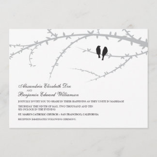 Pássaros do amor que Wedding o convite (preto)
