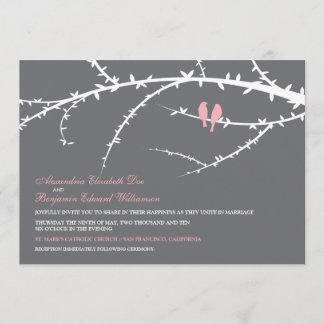 Pássaros do amor que Wedding o convite (rosa)