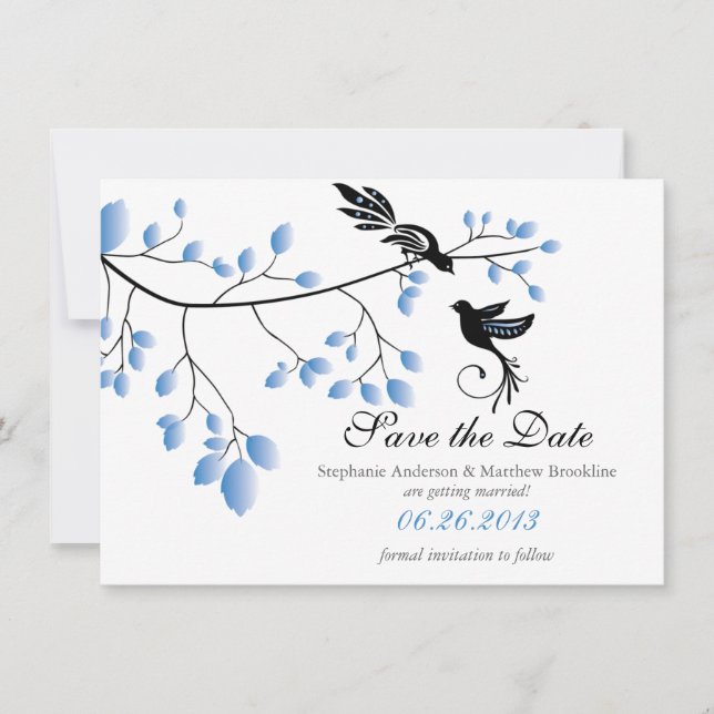 Pássaros do Amor Salvem a Data Anúncio de Casament (Frente)