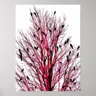"Pássaros do poster vermelho da arte de JTG de