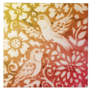 Pássaros Dourados Corais de Cobre, outono Folhas 