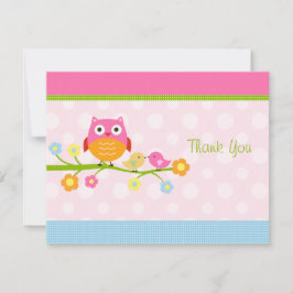 Pássaros e Coruja do Amor no Cartões de agradecime