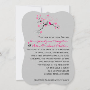 Pássaros em convite para o casamento.
