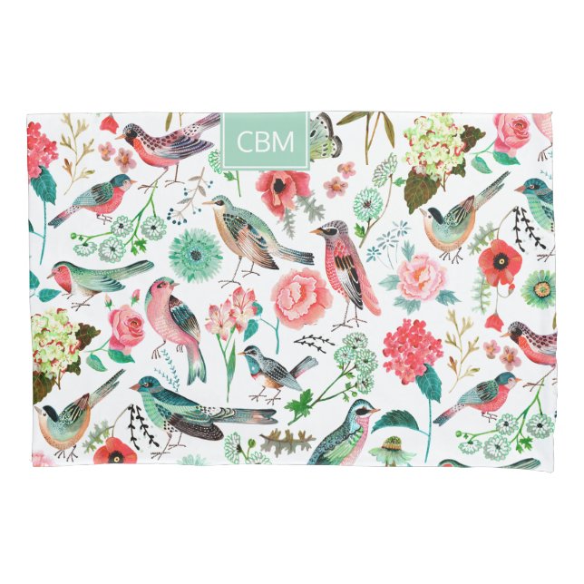 Pássaros exóticos Padrão Floral da Selva com Monog (Frente)