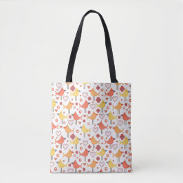 Pássaros Felizes Impressão Tote Bag