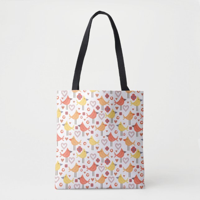 Pássaros Felizes Impressão Tote Bag (Frente)