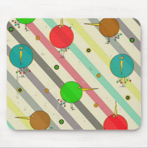 Pássaros Funky Mousepad listrado