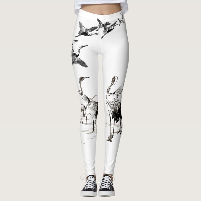 Pássaros Japoneses Pássaros Cerrado Leggings Wildl (Frente)