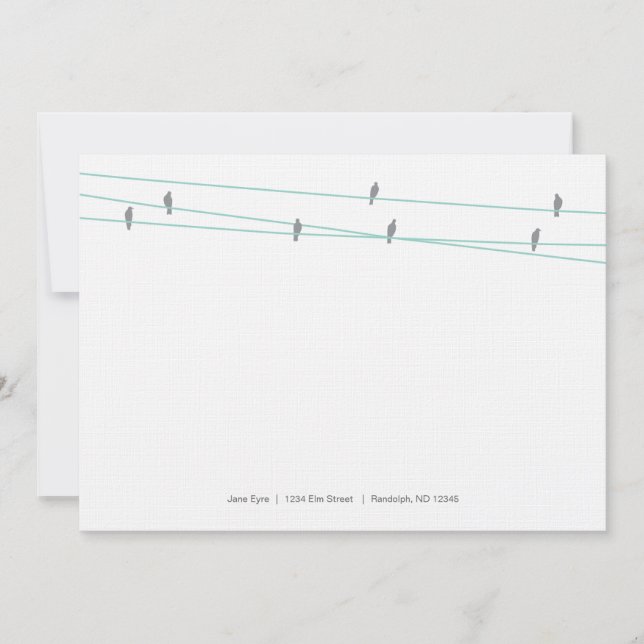 Pássaros Linen em Cartões com Nota de Fio (Frente)