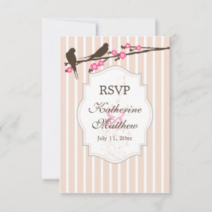 Pássaros na Flor Sakura RSVP / Cartões de Resposta