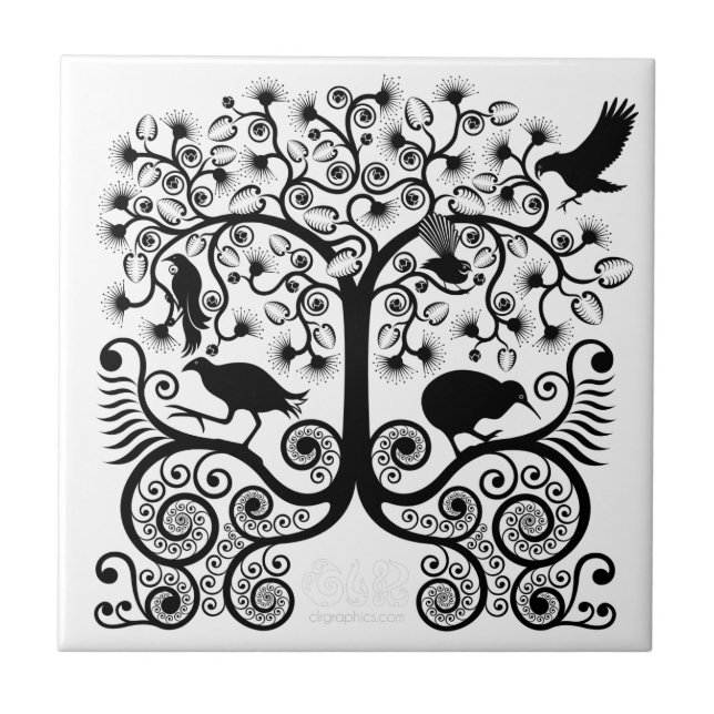 Pássaros nativos de NZ - azulejo pequeno (Frente)