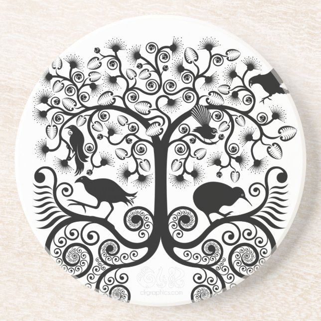 Pássaros nativos de NZ - porta copos do arenito (Frente)