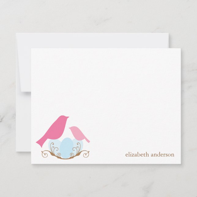 Pássaros Nest Flat Obrigado Cartões (Frente)