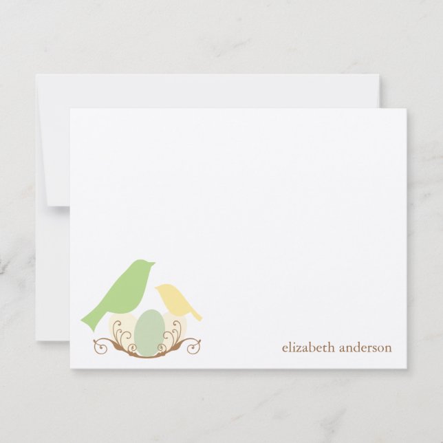 Pássaros Nest Flat Obrigado Cartões (Frente)