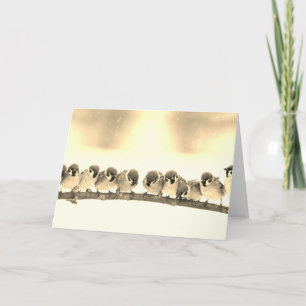 PÁSSAROS PEQUENOS dobrados do cartão de nota em um