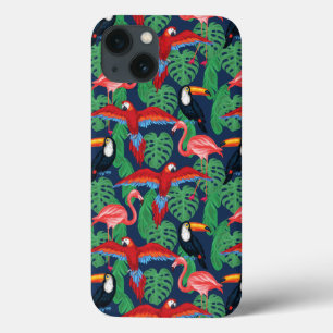 Pássaros tropicais em cores brilhantes