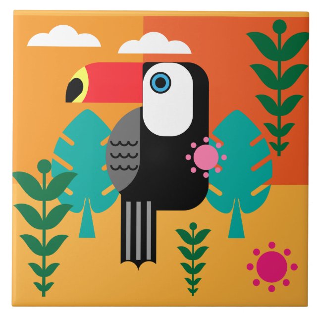 Pássaros tropicais tucanos (Frente)