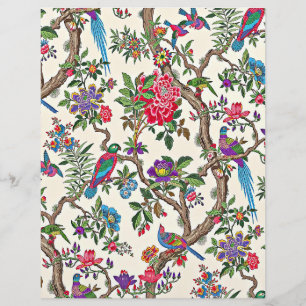 Pássaros vintage vermelhos e roxos