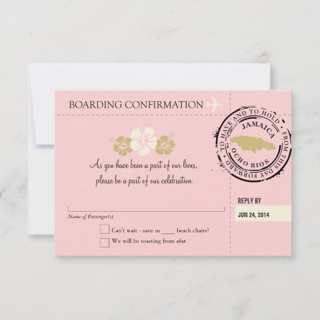 Passe de embarque RSVP para a Jamaica (Frente)