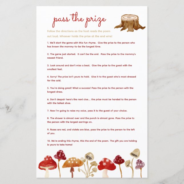 Passe o jogo de chá de fraldas Woodland Mushroom (Frente)