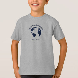 Passear Pela Camiseta Mundial - Rapazes Cinzas Esc