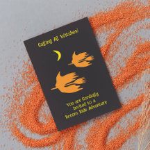 Passeio de vassoura à noite - Convite de Festa de 