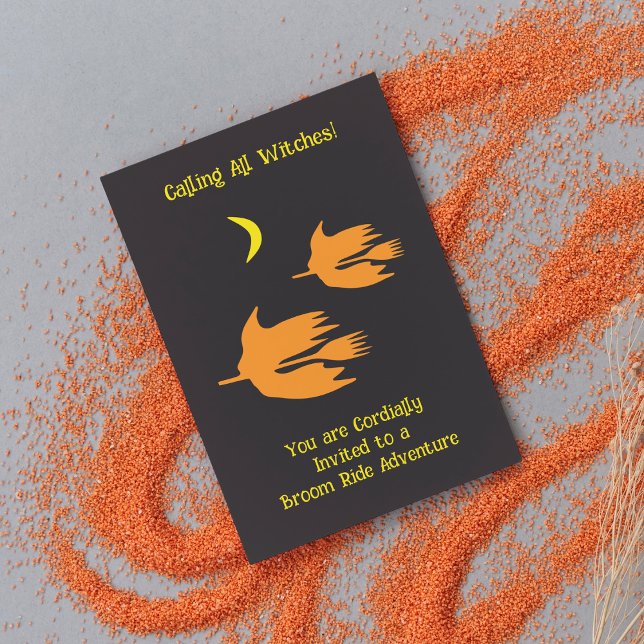 Passeio de vassoura à noite - Convite de Festa de  (Criador carregado)