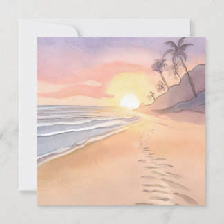 Passeio na Praia | Cartão Plano de Aquarela do Oce