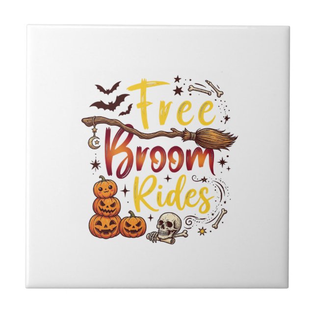 Passeios de Vassoura Grátis Abóboras de Halloween  (Frente)