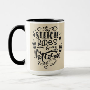 Passeios do trenó e cacau quente - caneca do Nata